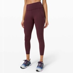 Lululemon Fast and Free Tight II 25" Nulux Cassis Maroon size 2